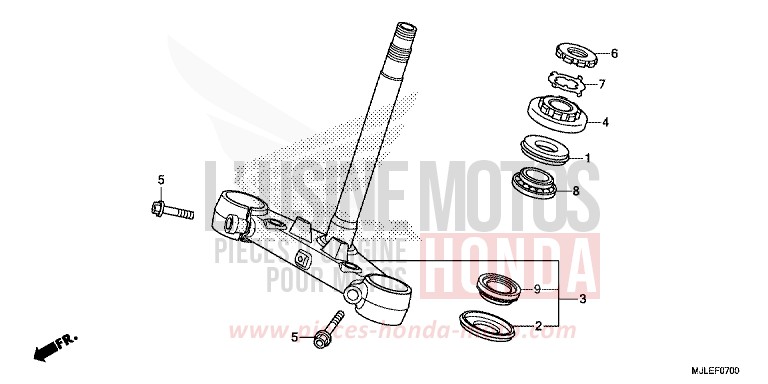TIGE DE DIRECTION de NC700S DCT SEAL SILVER METALLIC (NHA14) 2014